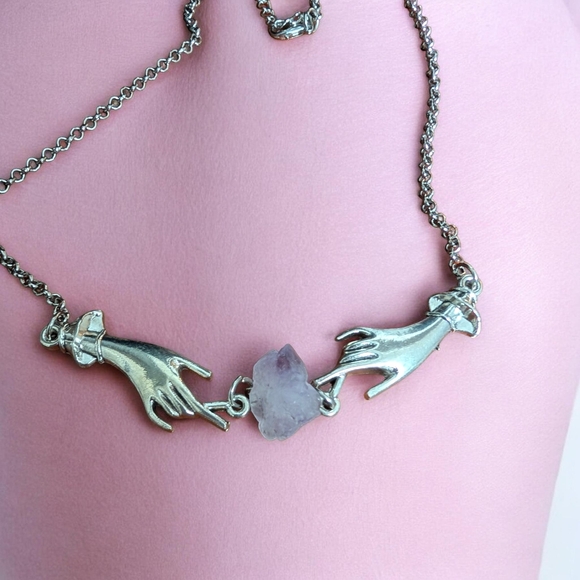 Silver and Purple Handcrafted Necklace - Picture 2 of 3